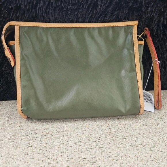 Hunting World Costmetic Bag Pouch Cluth Bag Green/Tan Leather Make Up Bag France - Picture 4 of 13
